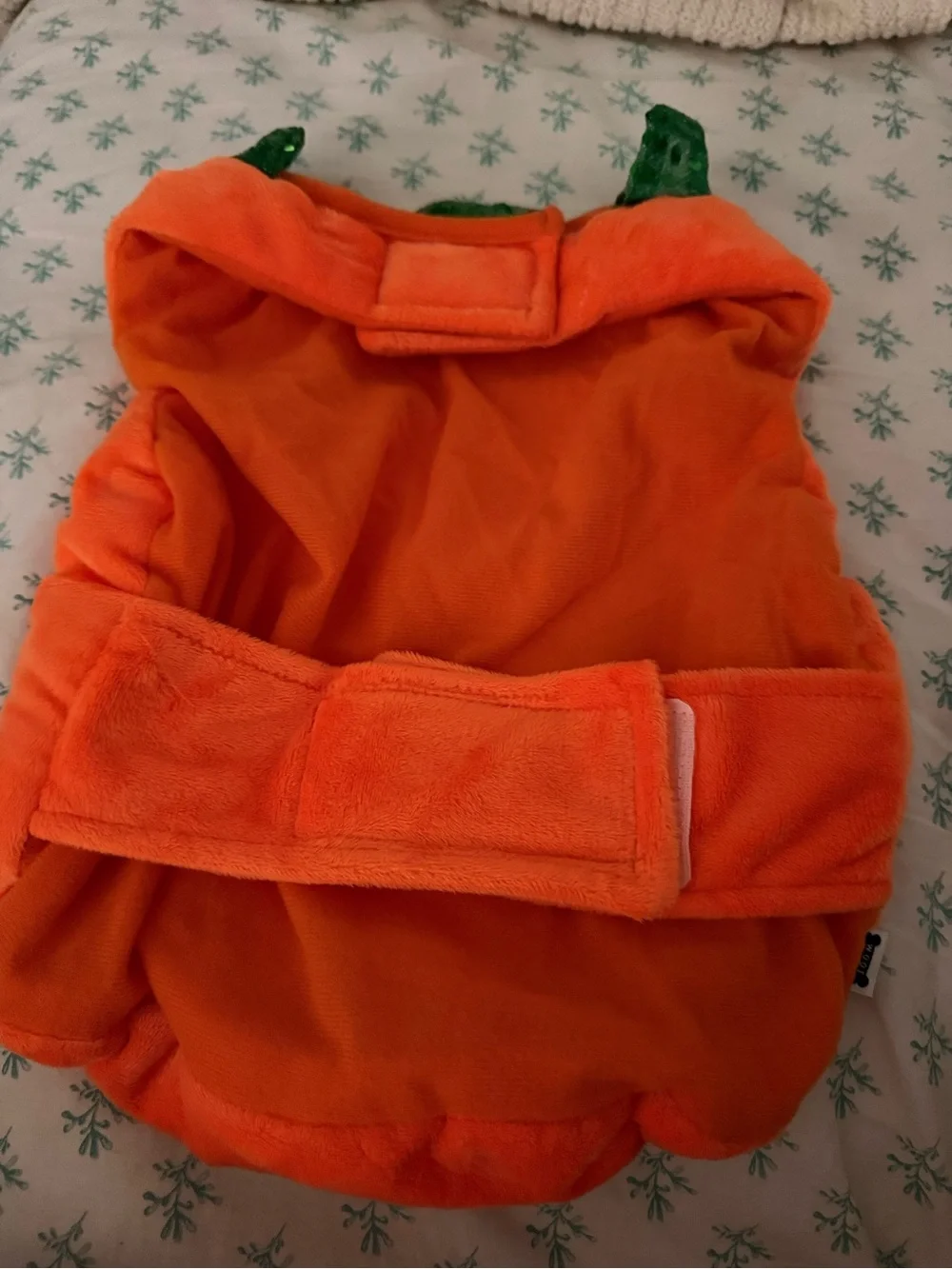 Pet Orange Pumpkin Costume with Green Leaf Collar-Costume size Large -NWOT